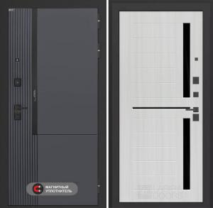 Входная дверь Лаб 2 Про 02 — Сандал белый, стекло черное купить в Москве