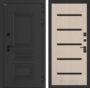 Входная дверь Аляска Лайт 01 — Беленый дуб, стекло черное купить в Москве