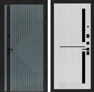 Входная дверь Кредор 02 — Сандал белый, стекло черное купить в Москве