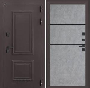 Входная дверь Полярис лайт 25 — Бетон светлый, черный молдинг купить в Москве