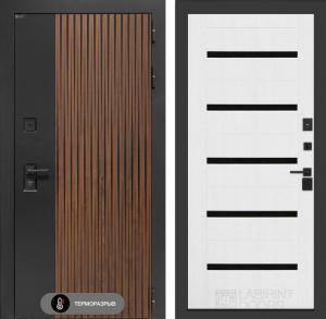 Входная дверь Айслаб 01 — Белое дерево, стекло черное купить в Москве