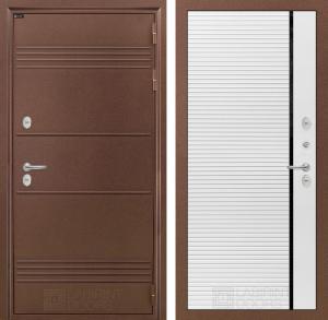 Входная дверь Термо Лайт 22 — Белый софт, черный молдинг купить в Москве