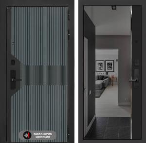 Входная дверь СмАртлаб с зеркалом Панорама с тонировкой — Черный кварц купить в Москве