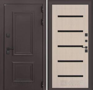 Входная дверь Полярис лайт 01 — Беленый дуб, стекло черное купить в Москве