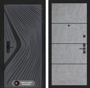 Входная дверь Леолаб 25 — Бетон светлый, черный молдинг купить в Москве