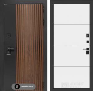 Входная дверь Айслаб 25 — Белый софт, черный молдинг купить в Москве