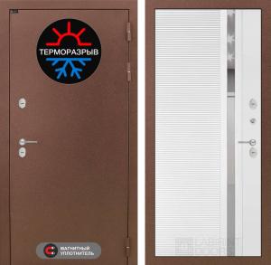 Входная дверь Термо Магнит 31 — Белый софт, зеркальная вставка с тонировкой купить в Москве