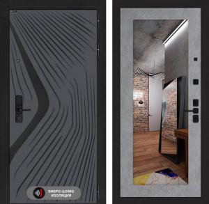 Входная дверь Леолаб с зеркалом 18 — Бетон светлый купить в Москве