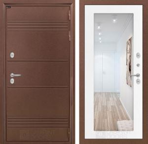 Входная дверь Термо Лайт с Зеркалом 18 — Белое дерево купить в Москве