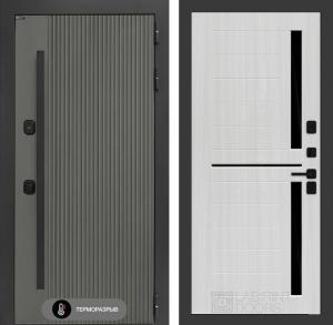 Входная дверь Термолаб 1 тепло 02 — Сандал белый, стекло черное купить в Москве