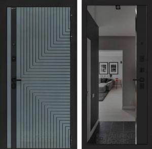 Входная дверь Кредор с зеркалом Панорама с тонировкой — Черный кварц купить в Москве