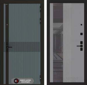 Входная дверь Иссида с Зеркалом 32 тонированным — Серый рельеф софт купить в Москве