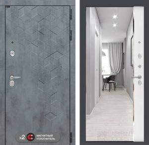 Входная дверь Бетон с зеркалом Панорама — Белый софт купить в Москве