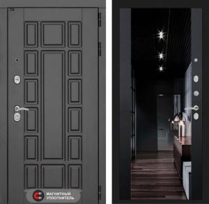 Входная дверь Нью-Йорк с зеркалом Максимум с тонировкой — Черный кварц купить в Москве