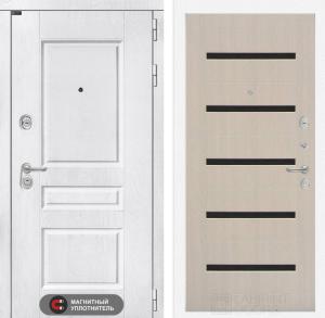 Входная дверь Версаль 01 — Беленый дуб, стекло черное купить в Москве