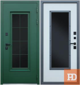 Стальная дверь «Олимп» с окном и английской решеткой (терморазрыв 3к) купить в Москве