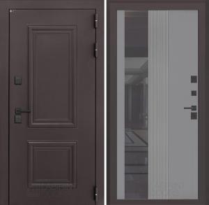 Входная дверь Полярис лайт с зеркалом 32 тонированным — Серый рельеф софт купить в Москве