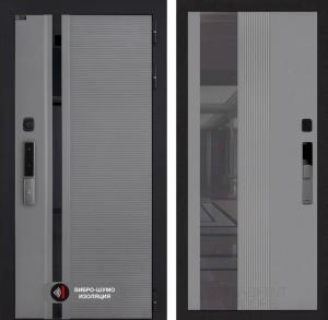 Входная дверь Пиано Смарт 2.0 с зеркалом (тонированным) 32 — Серый рельеф софт купить в Москве