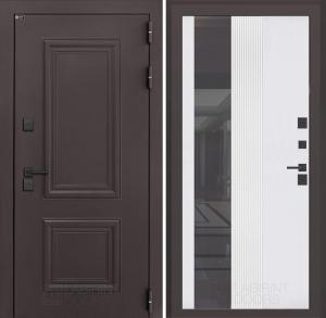 Входная дверь Полярис лайт с зеркалом 32 тонированным — Белый рельеф софт купить в Москве