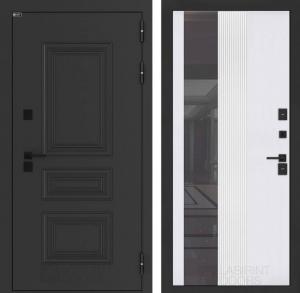 Входная дверь Аляска Лайт с Зеркалом 32 тонированным — Белый рельеф софт купить в Москве