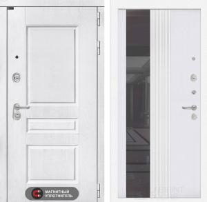 Входная дверь Версаль с Зеркалом 32 тонированным — Белый рельеф софт купить в Москве