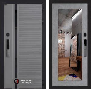 Входная дверь Пиано Смарт 2.0 с зеркалом 18 — Бетон светлый купить в Москве