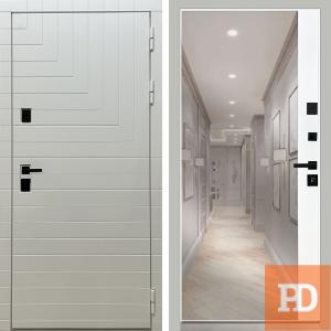 Входная дверь Квадро зеркало 1 белая купить в Москве