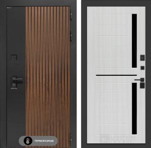 Входная дверь Айслаб 02 — Сандал белый, стекло черное купить в Москве