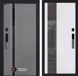 Входная дверь Пиано Смарт 2.0 с зеркалом (тонированным) 32 — Белый рельеф софт купить в Москве