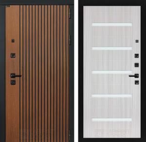 Входная дверь Шторм 01 — Сандал белый, стекло белое купить в Москве