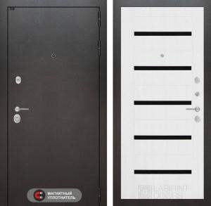 Входная дверь Сильвер 01 — Белое дерево, стекло черное купить в Москве