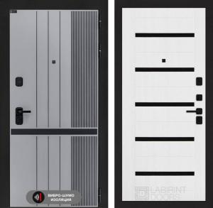 Входная дверь Скайлаб 01 — Белое дерево, стекло черное купить в Москве