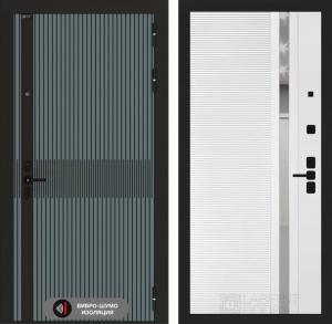 Входная дверь Иссида 31 — Белый софт, зеркальная вставка с тонировкой купить в Москве