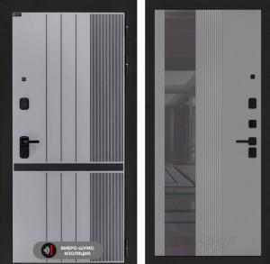 Входная дверь Скайлаб с Зеркалом 32 тонированным — Серый рельеф софт купить в Москве