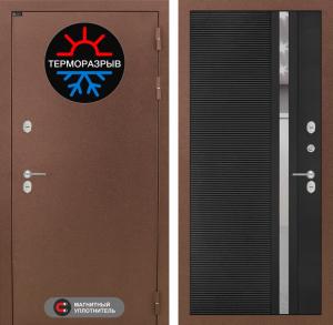 Входная дверь Термо Магнит 31 — Черный кварц, зеркальная вставка с тонировкой купить в Москве