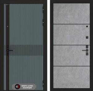 Входная дверь Иссида 25 — Бетон светлый, черный молдинг купить в Москве