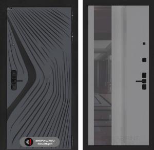 Входная дверь Леолаб с Зеркалом 32 тонированным — Серый рельеф софт купить в Москве