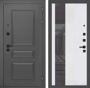 Входная дверь Орлеан с Зеркалом 32 тонированным — Белый рельеф софт купить в Москве