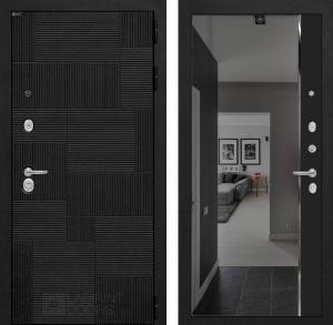 Входная дверь Пазл с зеркалом Панорама с тонировкой — Черный кварц купить в Москве