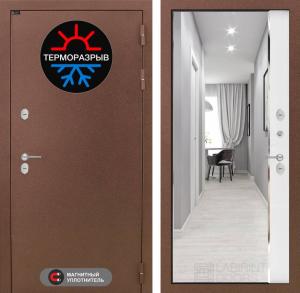 Входная дверь Термо Магнит с зеркалом Панорама — Белый софт купить в Москве