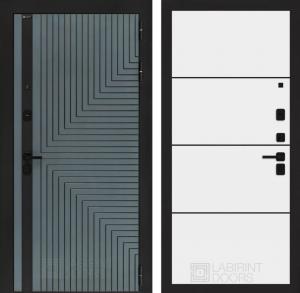 Входная дверь Кредор 25 — Белый софт, черный молдинг купить в Москве