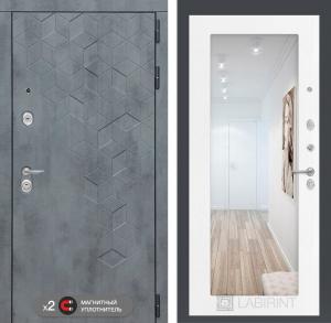 Входная дверь Бетон с зеркалом 18 — Белое дерево купить в Москве