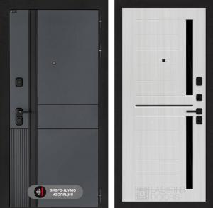 Входная дверь Эволаб 02 — Сандал белый, стекло черное купить в Москве