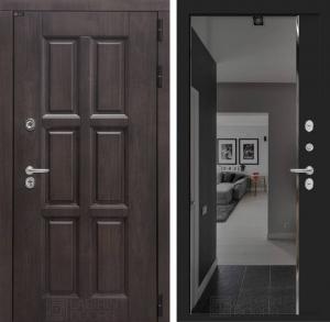 Входная дверь Лондон с зеркалом Панорама с тонировкой — Черный кварц купить в Москве