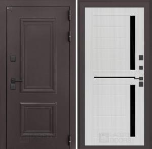 Входная дверь Полярис лайт 02 — Сандал белый, стекло черное купить в Москве