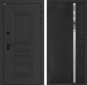 Входная дверь Аляска Лайт 31 — Черный кварц, зеркальная вставка с тонировкой купить в Москве