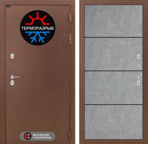 Входная дверь Термо Магнит 25 — Бетон светлый, черный молдинг купить в Москве