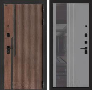 Входная дверь Кармина с Зеркалом 32 тонированным — Серый рельеф софт купить в Москве