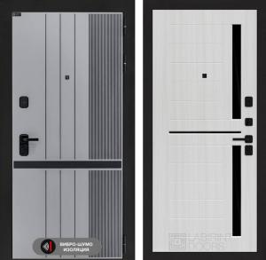 Входная дверь Скайлаб 02 — Сандал белый, стекло черное купить в Москве