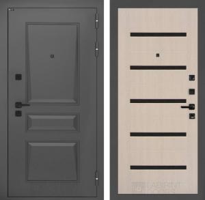 Входная дверь Орлеан 01 — Беленый дуб, стекло черное купить в Москве